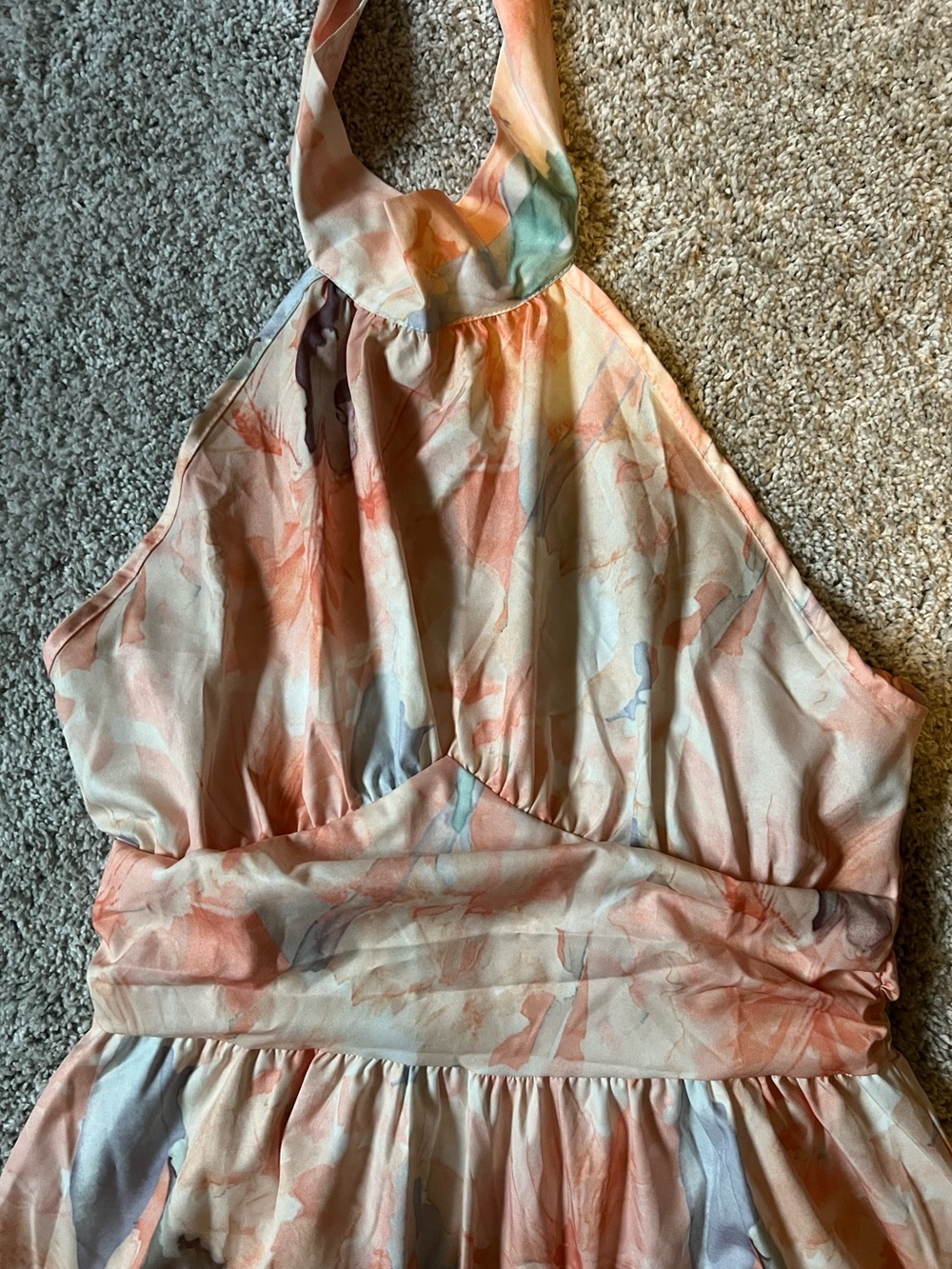 Sleeveless Halter Floral Maxi Dress in Peach - Picture 7 of 12